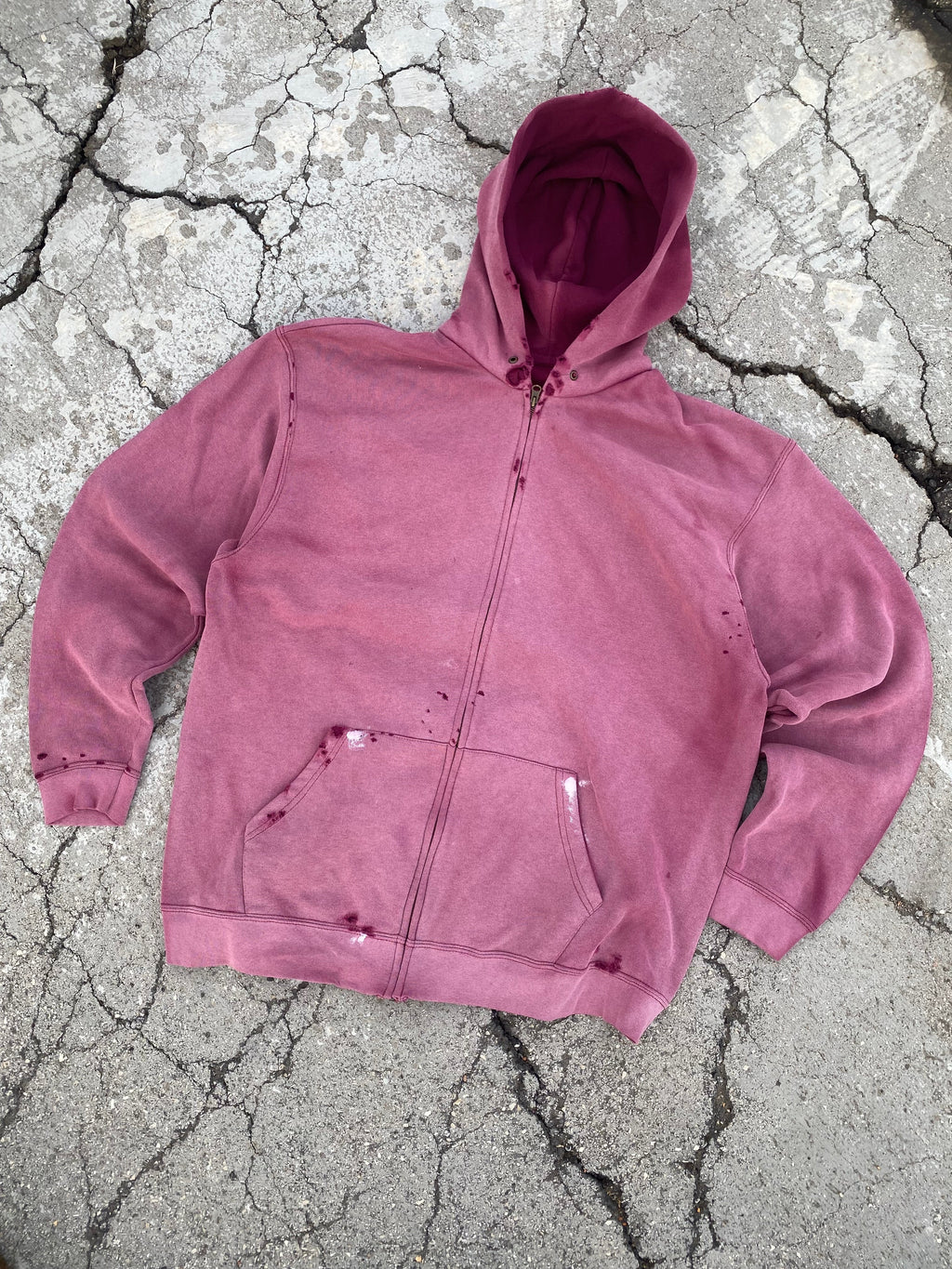 2000'S SUN FADE ZIP UP RED HOODIE (XXL)