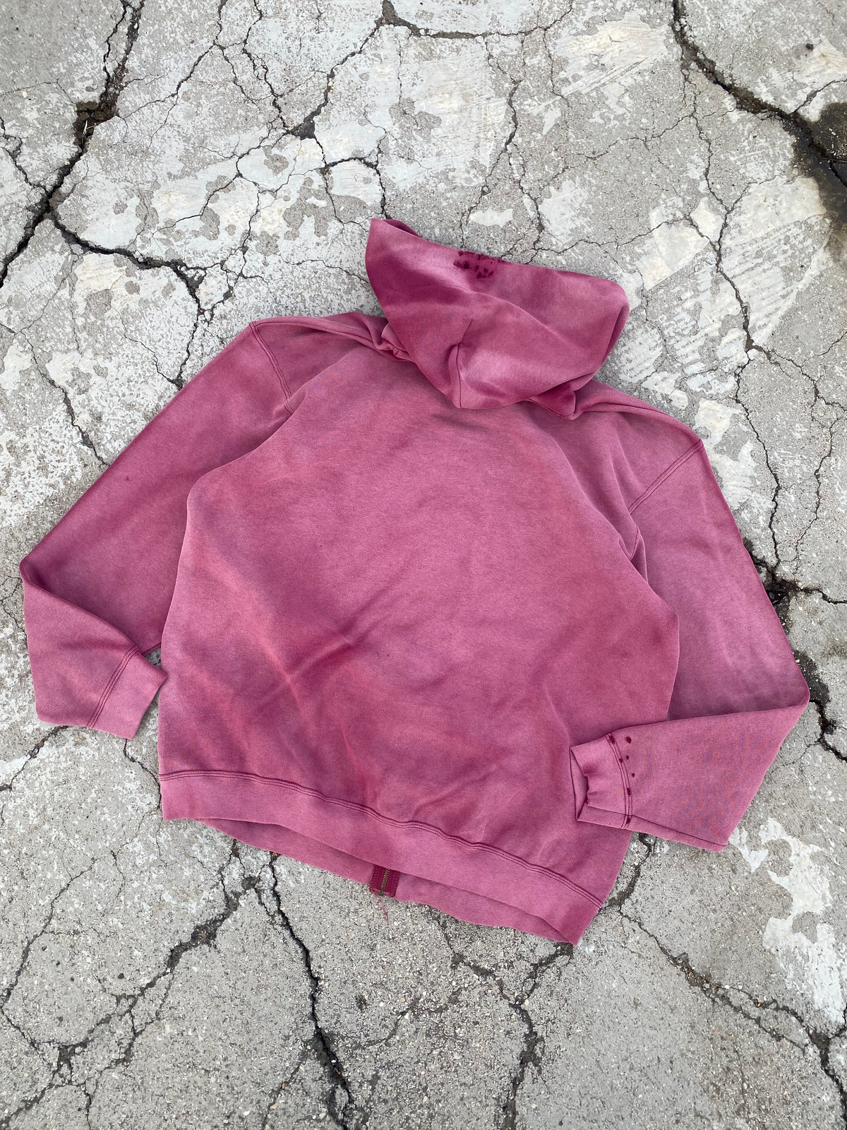 2000'S SUN FADE ZIP UP RED HOODIE (XXL)