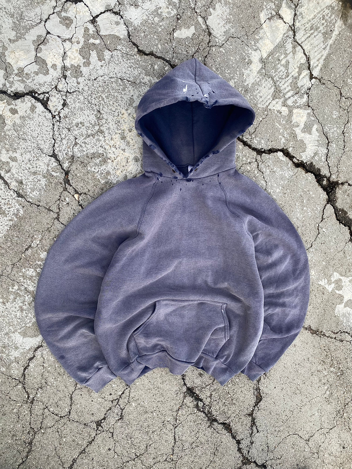 1990'S SUN FADE BLANK RAGLAN HOODIE (XL)