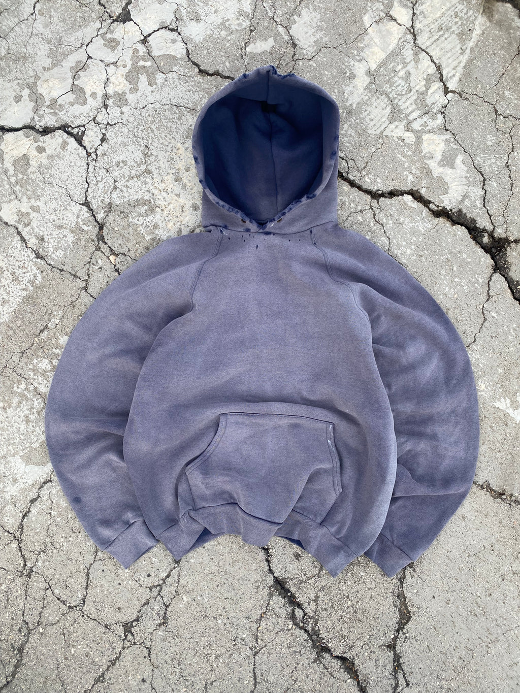 1990'S SUN FADE BLANK RAGLAN HOODIE (XL)