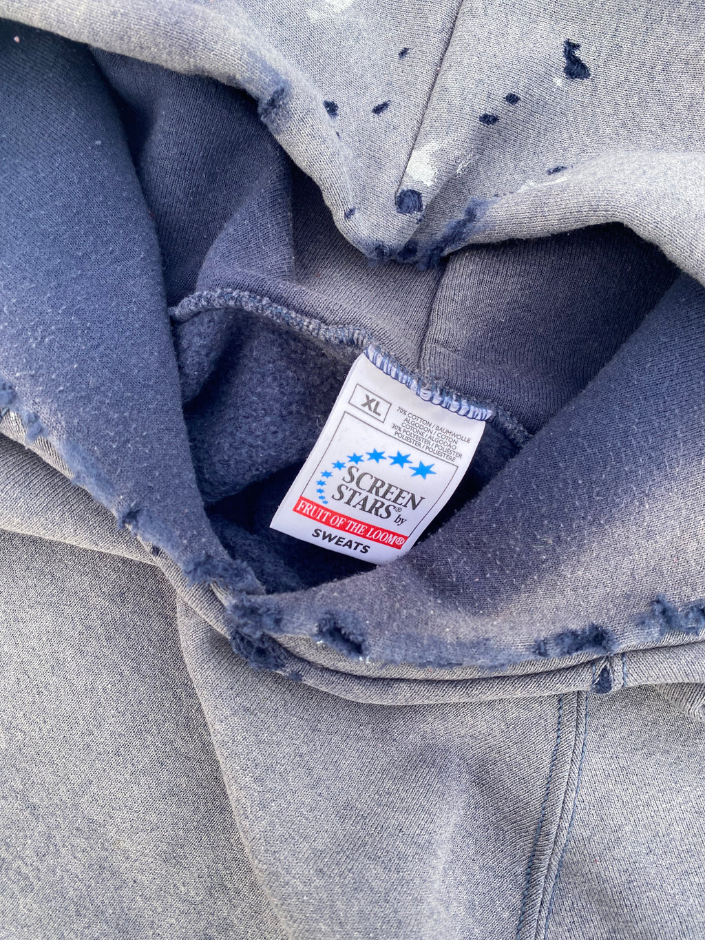 1990'S SUN FADE BLANK RAGLAN HOODIE (XL)