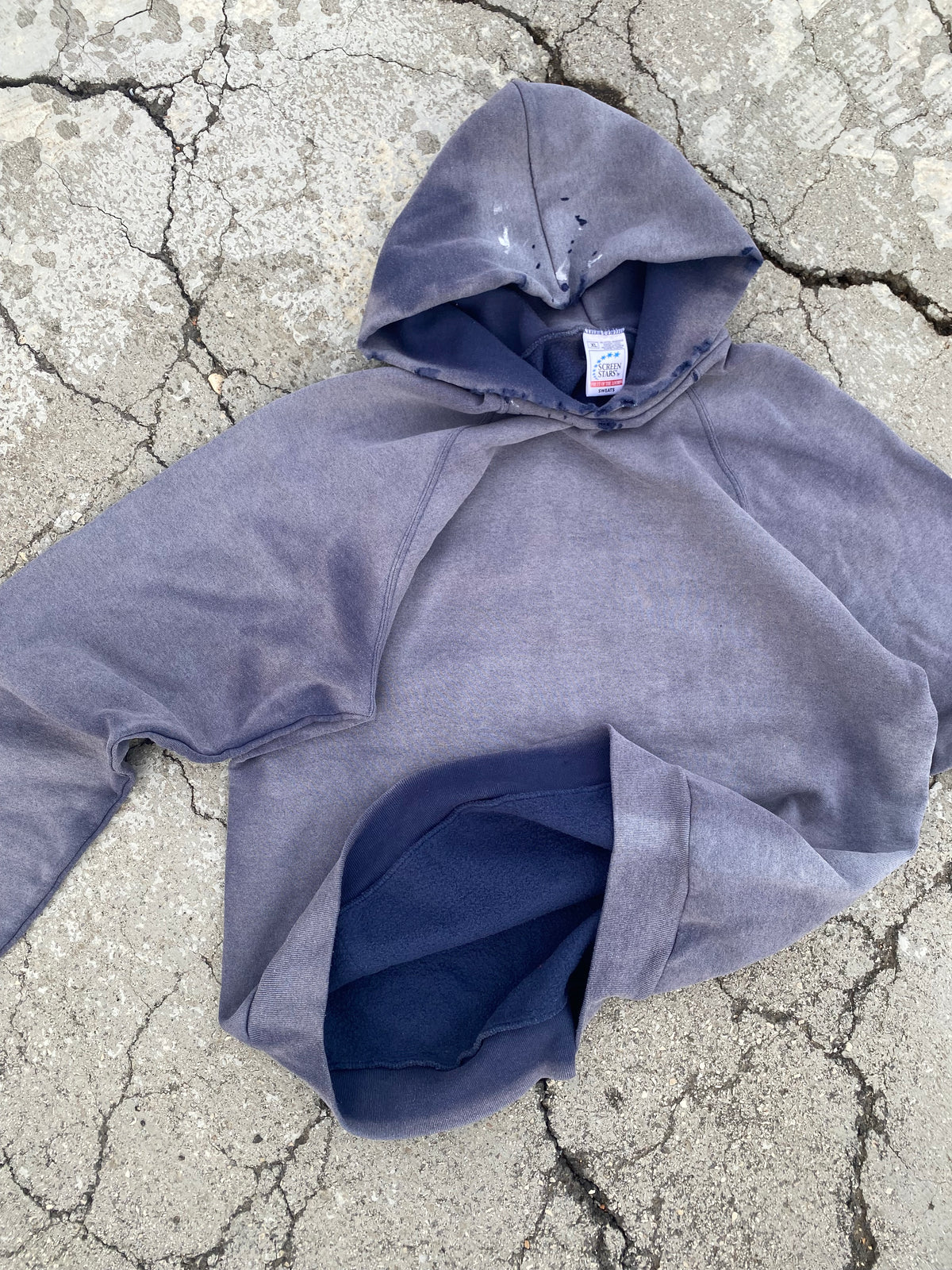 1990'S SUN FADE BLANK RAGLAN HOODIE (XL)