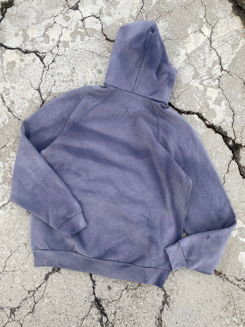 1990'S SUN FADE BLANK RAGLAN HOODIE (XL)